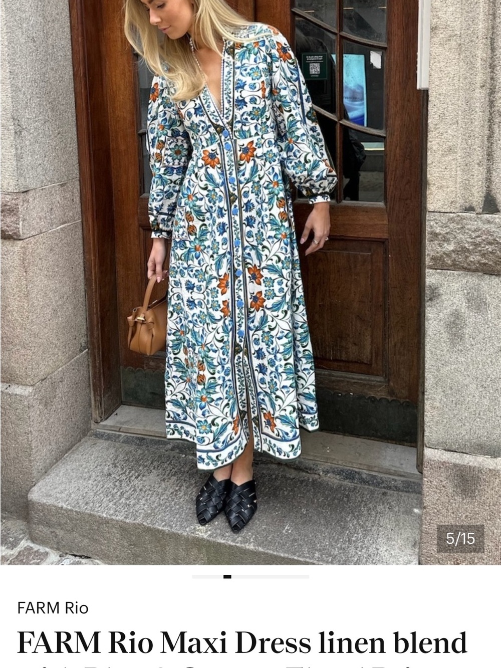 FARM Rio White Maxi Dress with Blue & Orange Floral Print - Picture 6 of 8